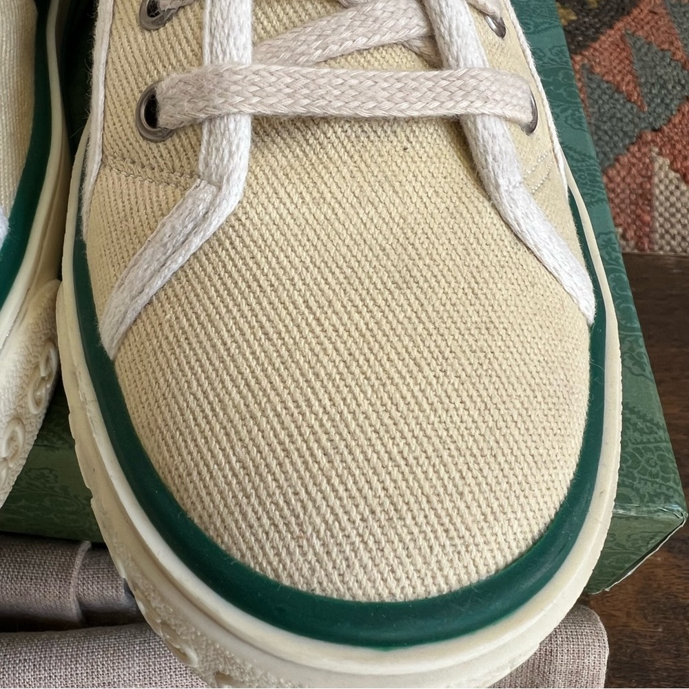 Gucci 1977 Tennis Canvas Low-Top Green/Red Web Sneakers Gucci 8 (US8.5) - Picture 10 of 17